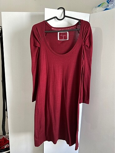 Bordo triko elbise