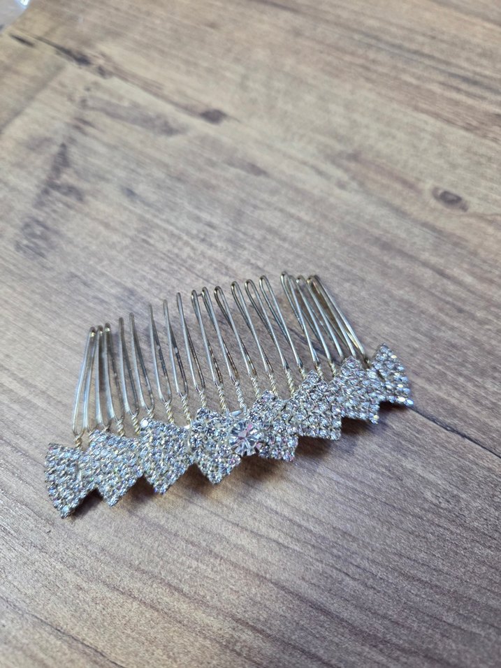 Gri Payetli Metal Saç Tarağı tokasi - Görsel 3