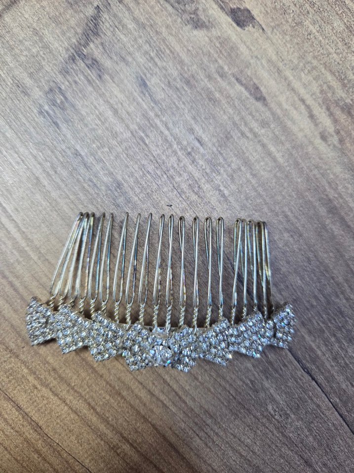 Gri Payetli Metal Saç Tarağı tokasi - Görsel 2