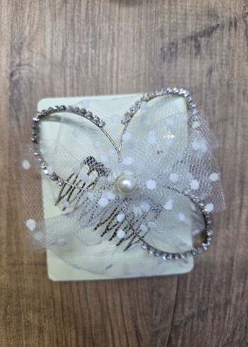 İnci ve Boncuk Detaylı Beyaz Vintage Saç Tokası - Görsel 2