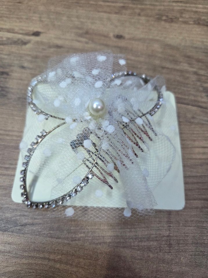 İnci ve Boncuk Detaylı Beyaz Vintage Saç Tokası - Görsel 3