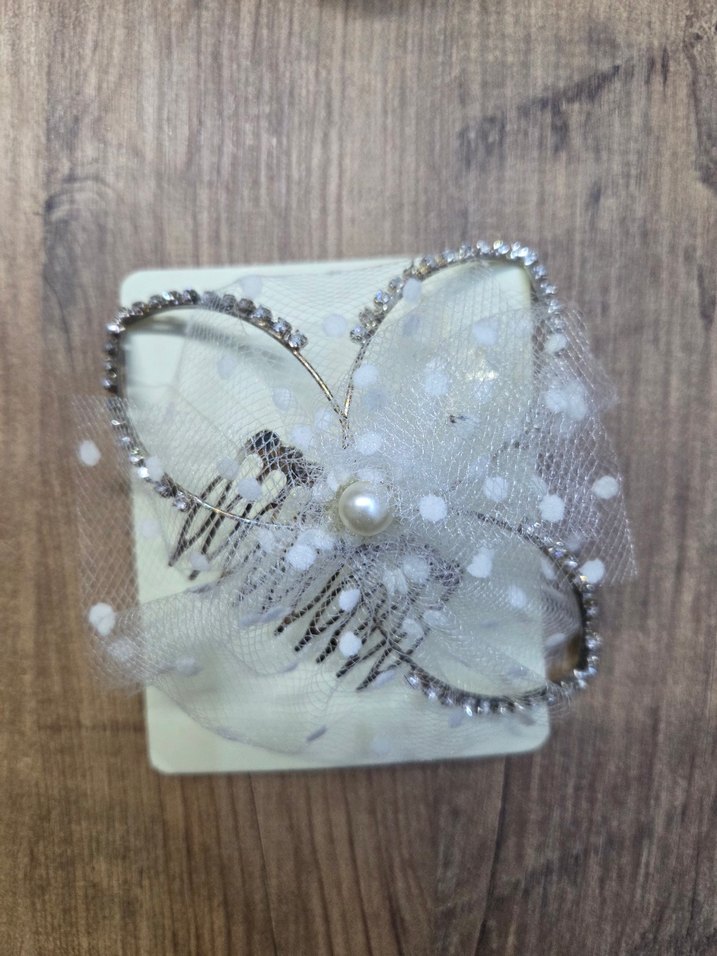 İnci ve Boncuk Detaylı Beyaz Vintage Saç Tokası - Görsel 2