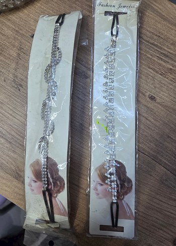 Zincir Detaylı Bej Metal Saç Aksesuarı bandi - Görsel 3