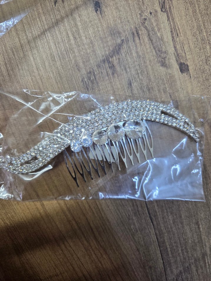 Gri Beyaz Parlak Saç Tarağı tokası - Görsel 2