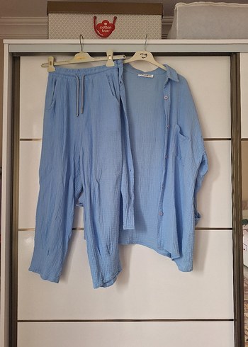 Açık mavi müslin Kadın Takım - Görsel 3