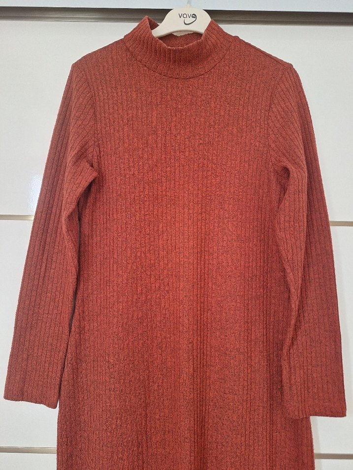 Turuncu Uzun Triko Elbise - Görsel 2