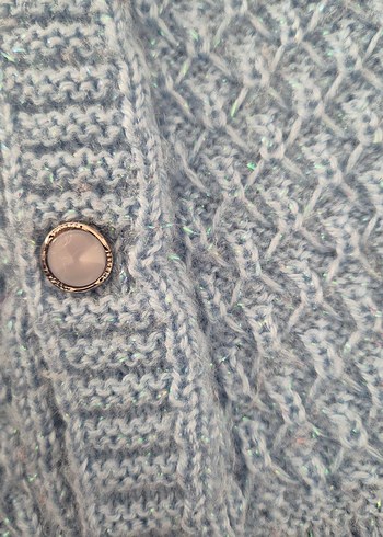 mavi simli örgü kız bebek Yelek - Görsel 4