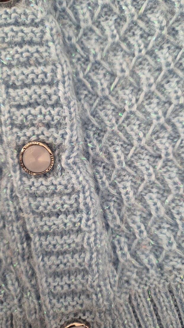 mavi simli örgü kız bebek Yelek - Görsel 4