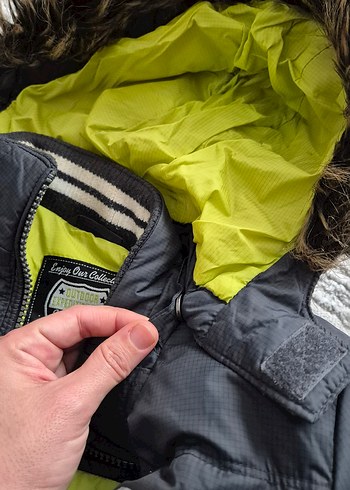 Erkek Çocuk Gri Kürklü Kapüşonlu Mont - Görsel 5