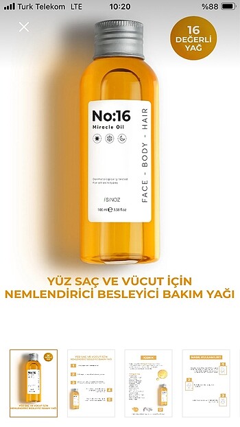SİNOZ NO 16 mucizevi yağ