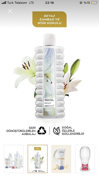Avon beyaz zambak duş köpüğü 1 lt