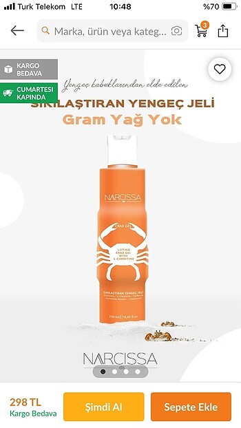 Narcissa sıkılaştırıcı ve çatlak giderici yengeç jeli