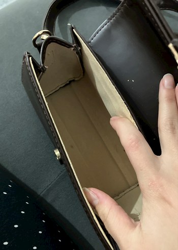 Kahverengi Deri Tokalı Kadın Çanta ,kemer seti - Görsel 4