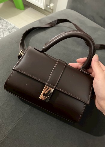 Kahverengi Deri Tokalı Kadın Çanta ,kemer seti - Görsel 3