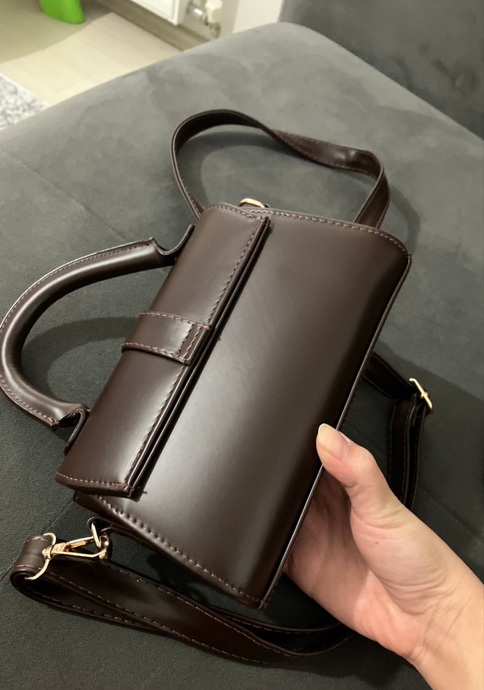 Kahverengi Deri Tokalı Kadın Çanta ,kemer seti - Görsel 5