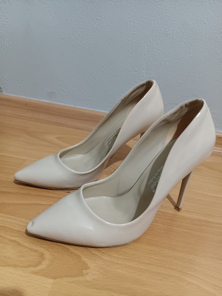 Ten rengi Minimalist Stiletto Topuklu Kadın Ayakkabı - Görsel 2