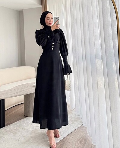 m Beden Vintage elbise -siyah