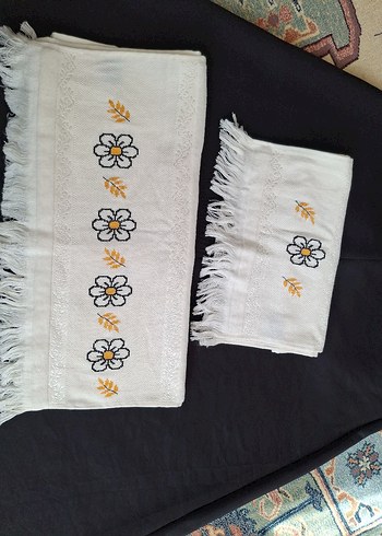 Nakışlı Beyaz Havlu Seti - Görsel 3