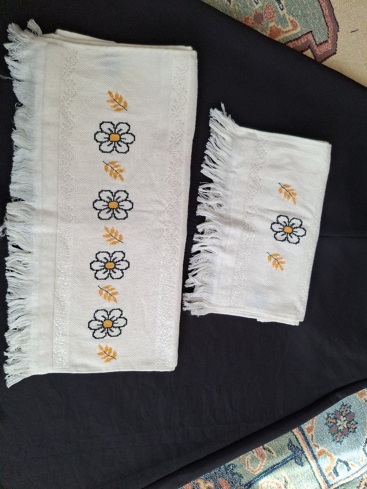 Nakışlı Beyaz Havlu Seti - Görsel 3