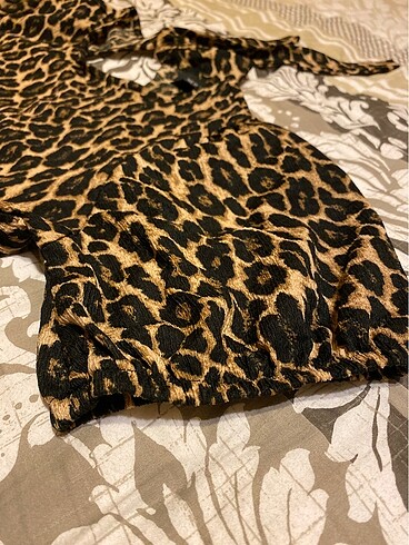42 Beden kahverengi Renk Leopar elbise