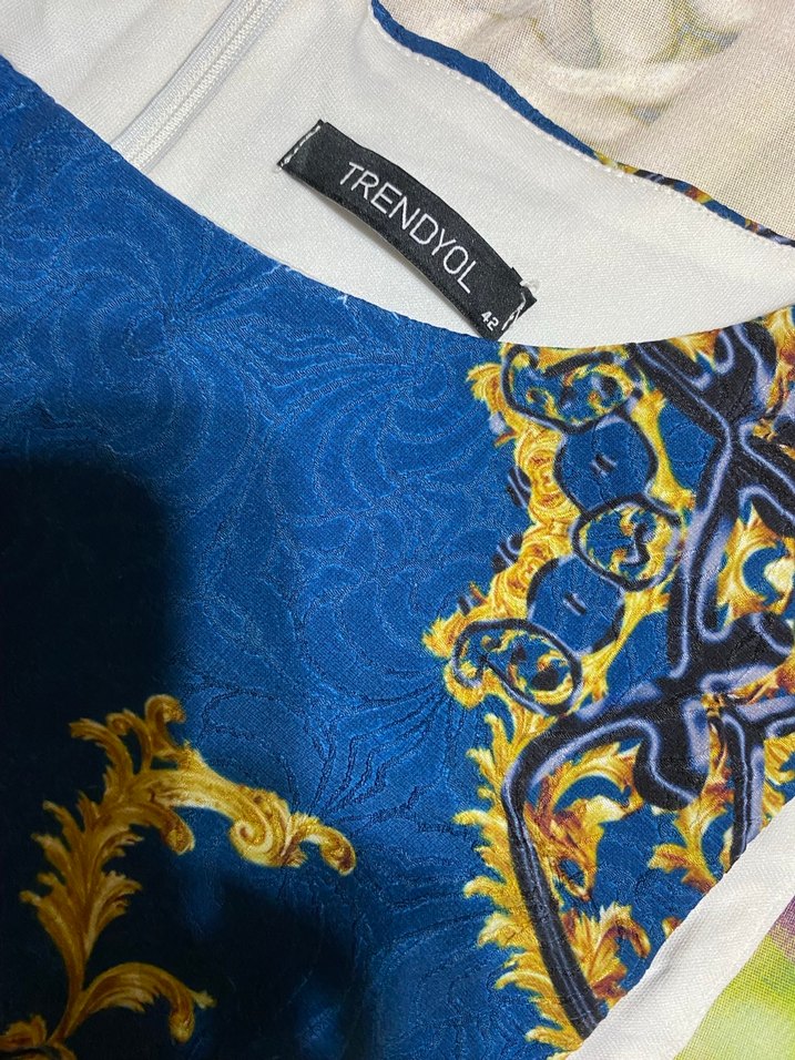 Mavi Desenli Bohem Uzun Elbise - Görsel 2