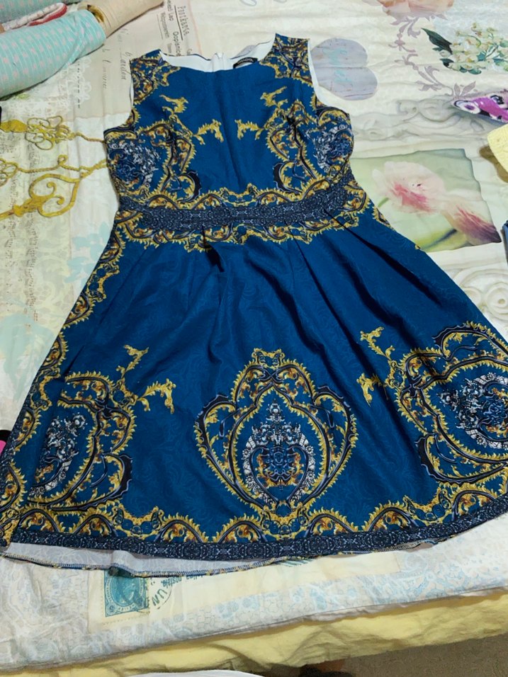 Mavi Desenli Bohem Uzun Elbise - Görsel 5