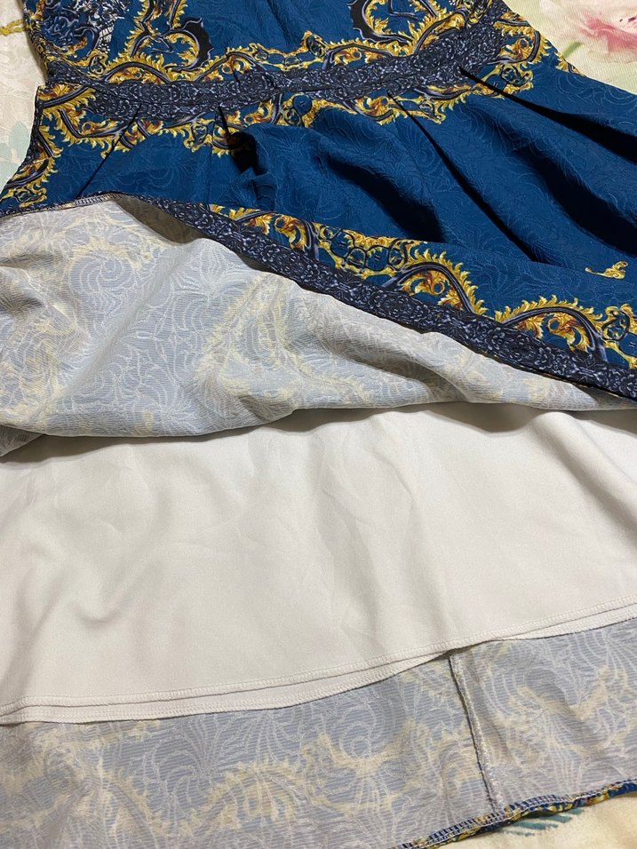 Mavi Desenli Bohem Uzun Elbise - Görsel 4