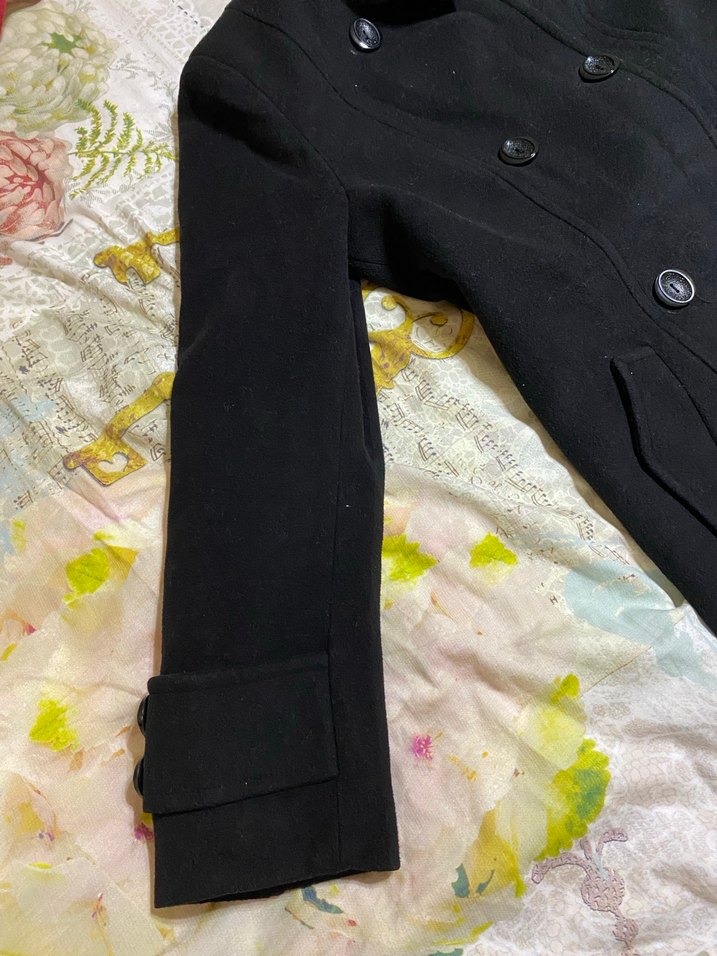 Siyah Çift Düğmeli Kadın Kaban - Görsel 2