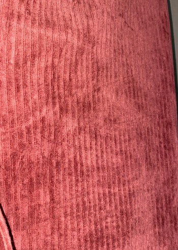 Bordo (kiremit bordo arası) Kadın kadife Bol Kesim Pantolon - Görsel 4