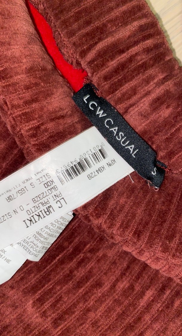 Bordo (kiremit bordo arası) Kadın kadife Bol Kesim Pantolon - Görsel 5