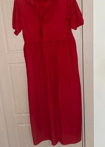 Kırmızı Bol Kesim Uzun Elbise - Görsel 2