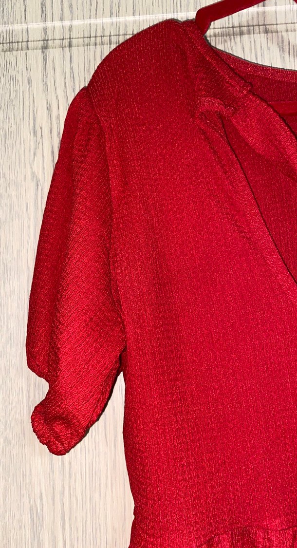 Kırmızı Bol Kesim Uzun Elbise - Görsel 3