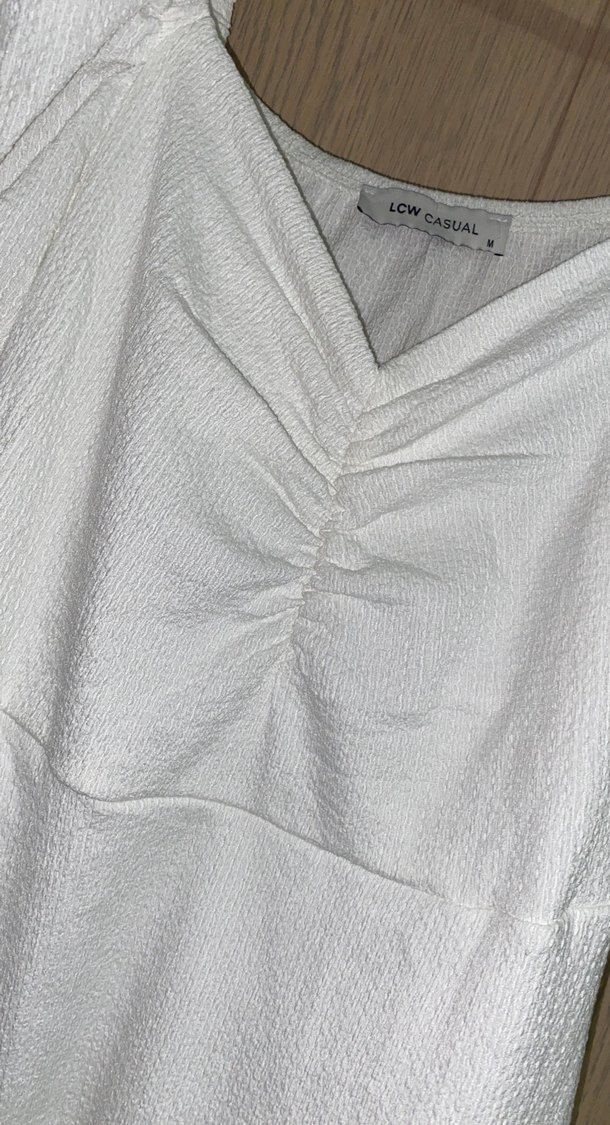 Beyaz Midi Keten Bohem Elbise - Görsel 2