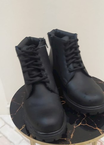 Siyah Bağcıklı Erkek Kauçuk Bot deri görünümlü - Görsel 4