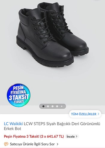 Siyah Bağcıklı Erkek Kauçuk Bot deri görünümlü - Görsel 2