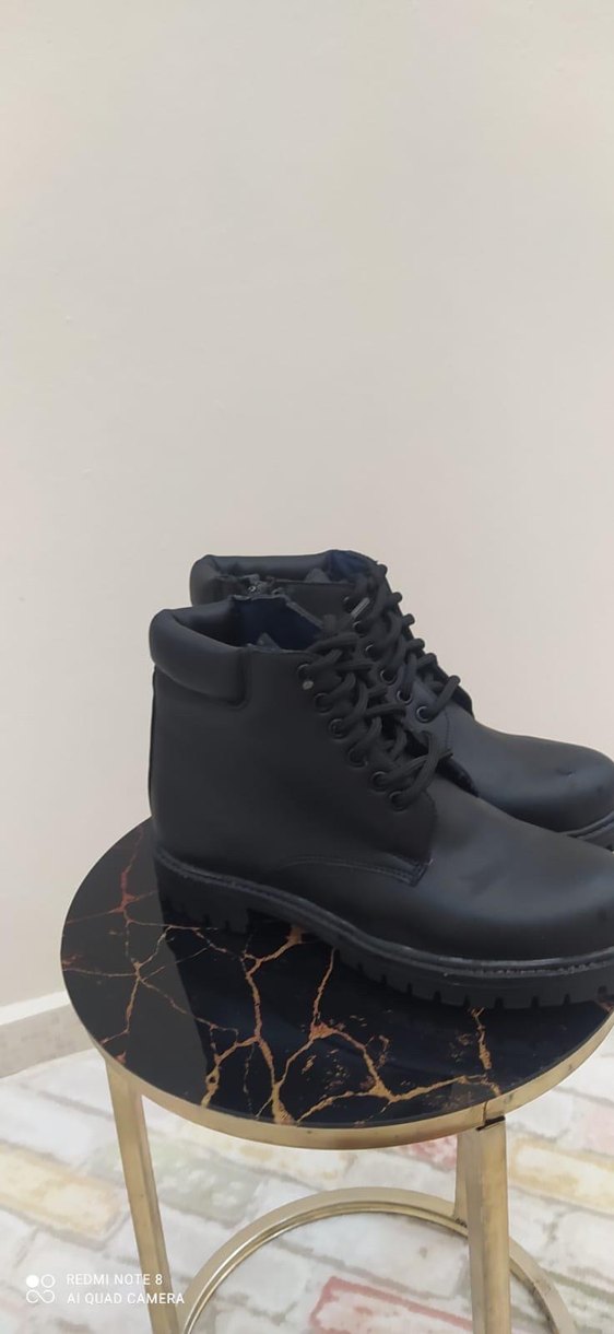 Siyah Bağcıklı Erkek Kauçuk Bot deri görünümlü - Görsel 3