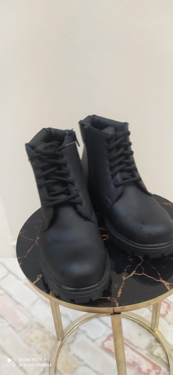 Siyah Bağcıklı Erkek Kauçuk Bot deri görünümlü - Görsel 4