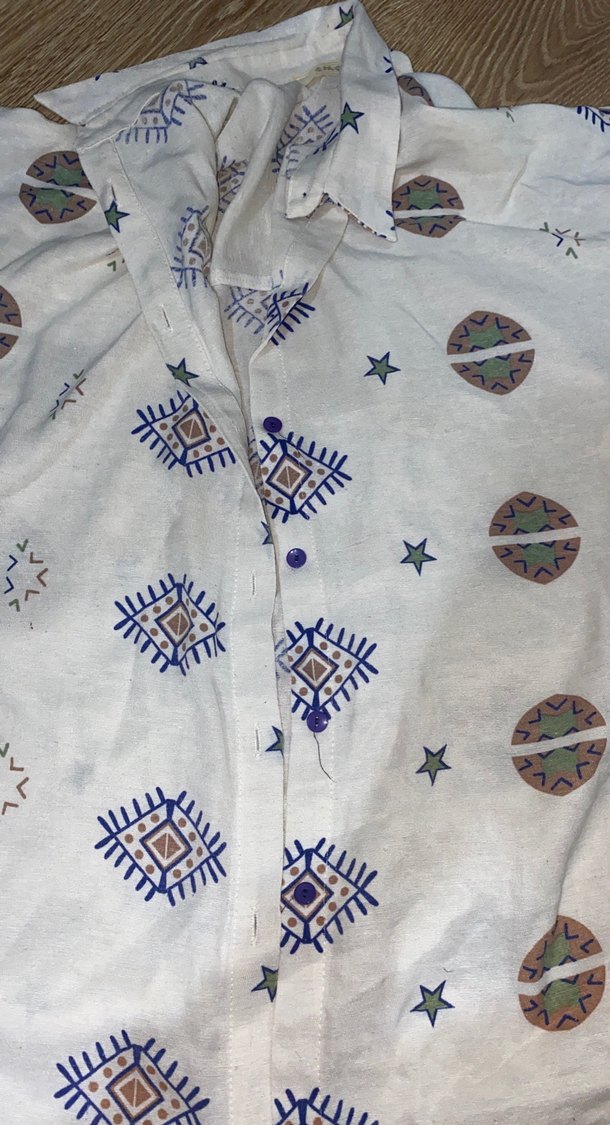 Bohem Tarz Beyaz 
Desenli Gömlek - Görsel 3