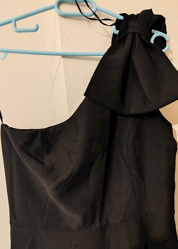 Klasik Siyah Tek Omuzlu Abiye Elbise - Görsel 4