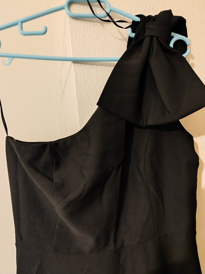 Klasik Siyah Tek Omuzlu Abiye Elbise - Görsel 4