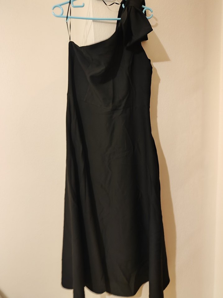 Klasik Siyah Tek Omuzlu Abiye Elbise - Görsel 3