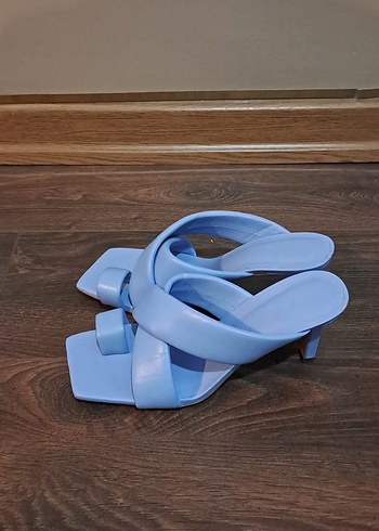 Bej Deri Platform Topuklu Kadın Terlik - Görsel 2