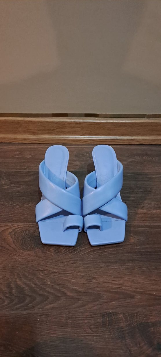 Bej Deri Platform Topuklu Kadın Terlik - Görsel 3