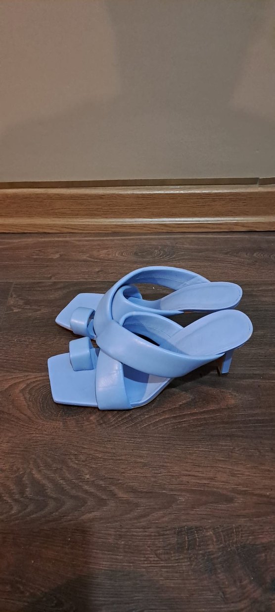 Bej Deri Platform Topuklu Kadın Terlik - Görsel 2