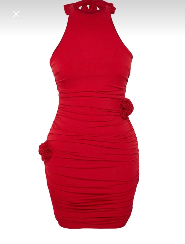 Kırmızı Mini Elbise - Görsel 4
