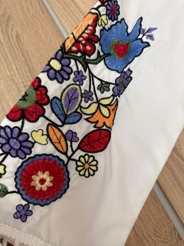 Nakışlı Püsküllü Pamuklu Bohem Uzun Elbise - Görsel 3