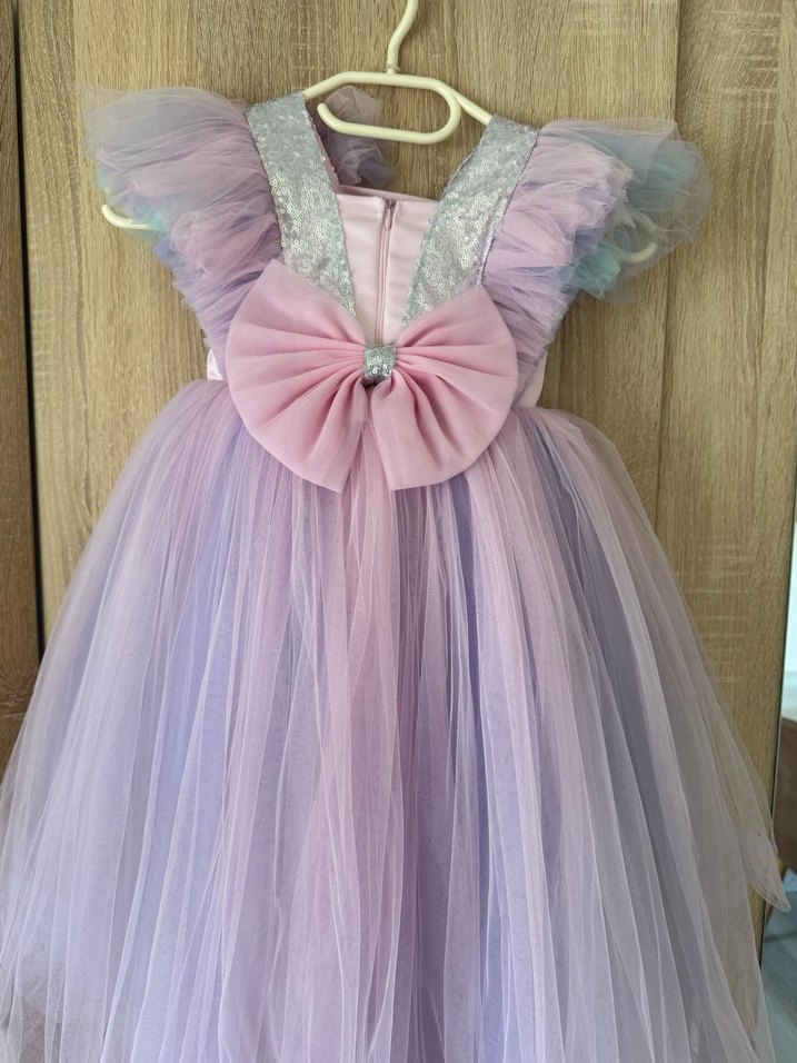 Çok Renkli Pastel Fırfırlı Kız Çocuk Elbisesi - Görsel 2