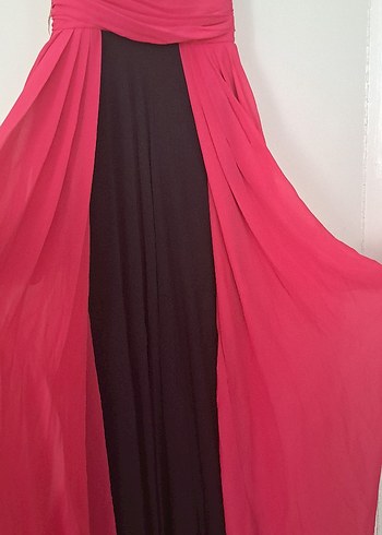 Pudra Pembe Drapeli Uzun Straplez Elbise - Görsel 7