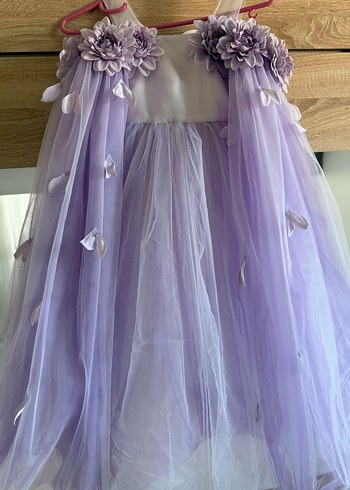 Mor Straplez Çiçekli Çocuk Abiye Elbise - Görsel 6