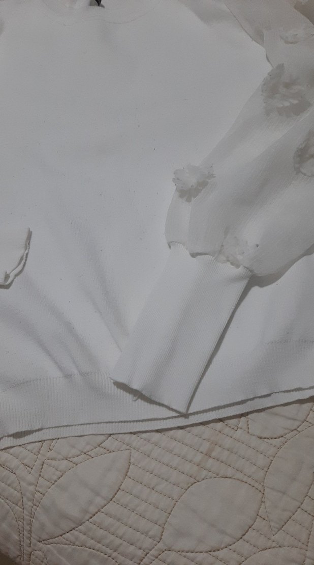 Uzun Kollu Beyaz Kadın Bluz - Görsel 5